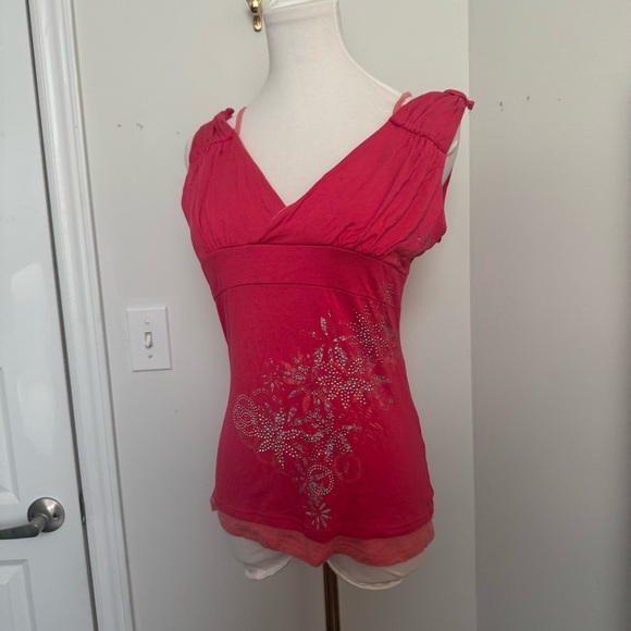 Women's Fairycore Sleeveless Top with Floral Design y2k bling L - Picture 3 of 6